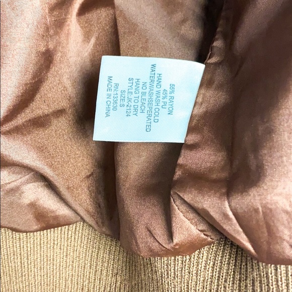 Amor Light Brown Metal Studded Pleather Jacket - Picture 8 of 11